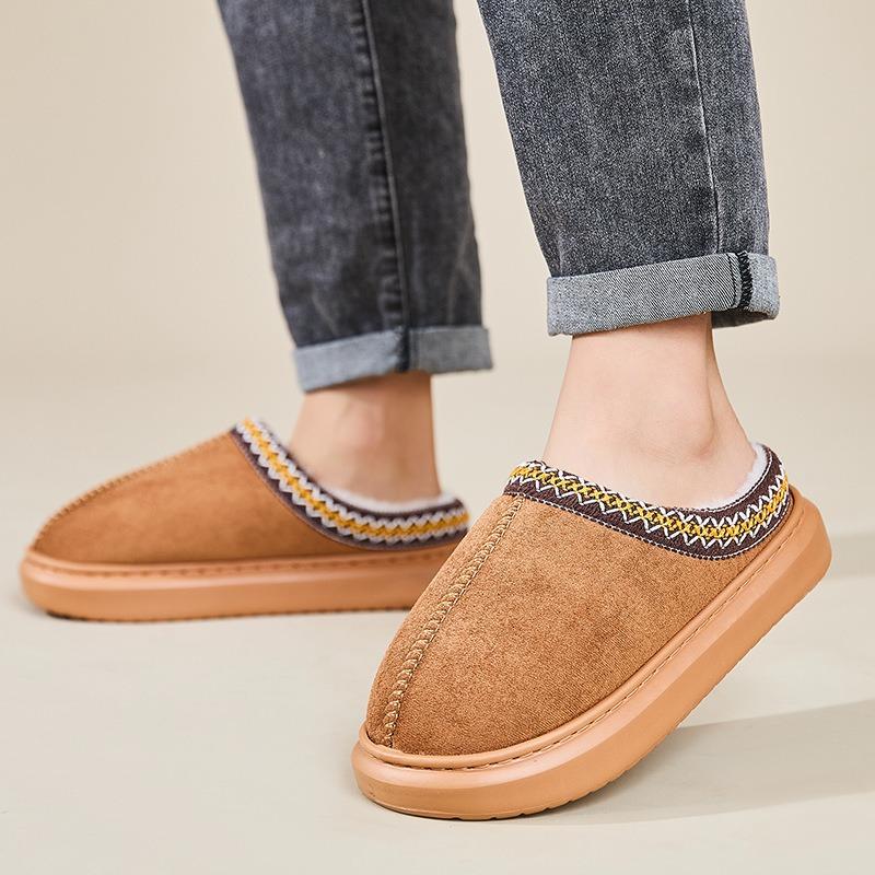 Cross-border Foreign Trade Wholesale Slippers Women's Autumn and Winter Ethnic Wind Cotton Drag Home Couple Warm Thick-bottomed Cotton Slippers