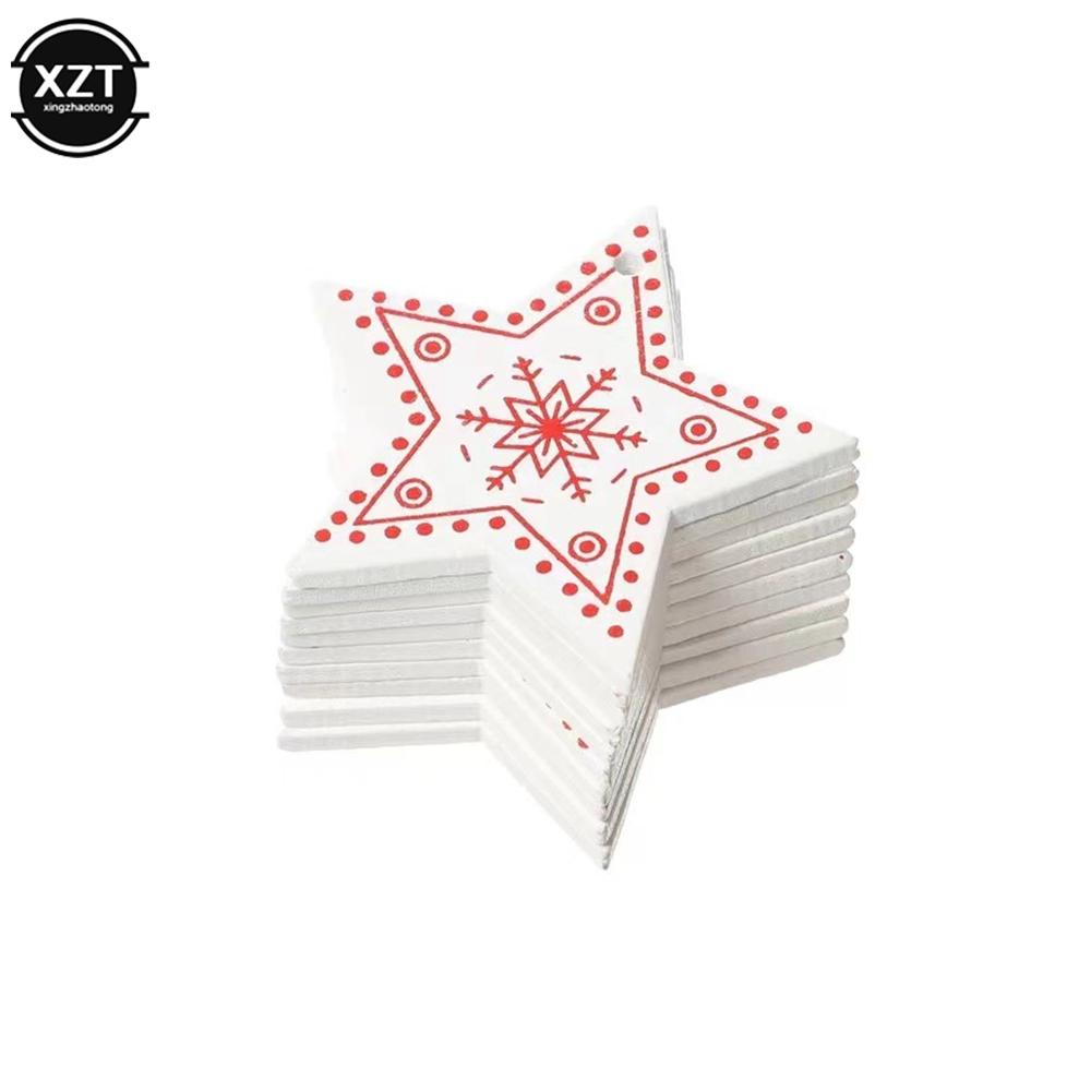 10PCs 5cm Wooden Christmas Ornaments Kids Toys For Chirstmas Tree Hanging Pendants Xmas DIY Decoration For Home Party New Year