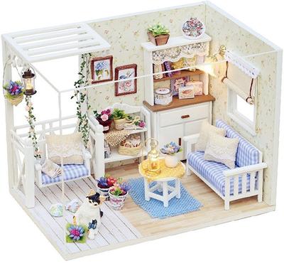 Fun2U DIY Casa de Bonecas Kit Feito à Mão Conjunto História de Gatinho para Iniciantes