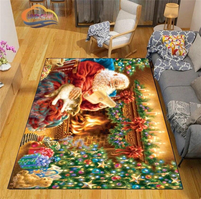 3D Printed Christmas Floor Mats Carpet  Santa  Fashion Bedroom Mat Living Room Office Children  Home Decor