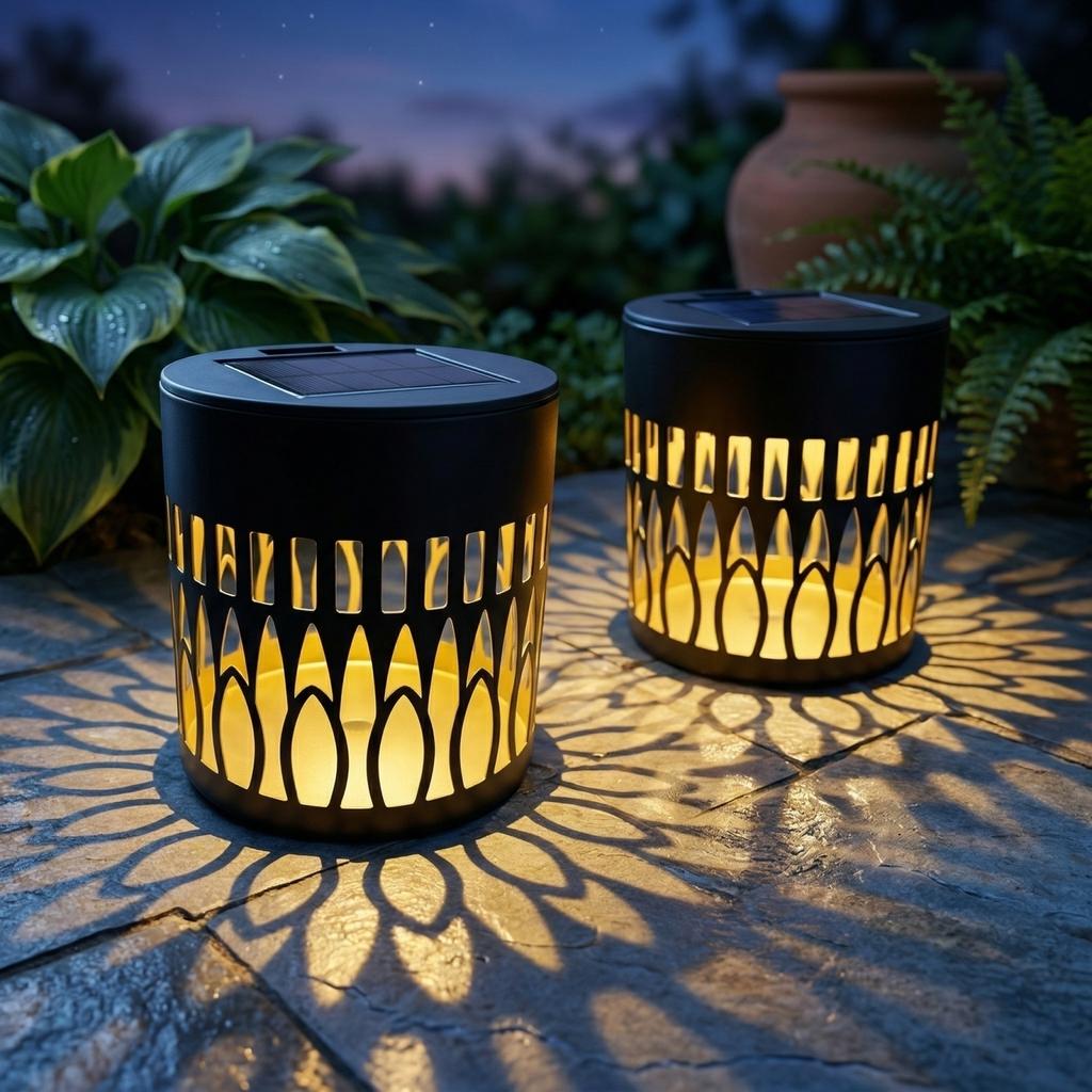 2PC Solar Lantern Outdoor Garden Lights Decorative Metal Frame Waterproof Solar Powered Patio Lamps for Yard Pathway Deck Lighting