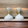 Arandelas de Parede Plug-in Modernas de Meio Século Diabolo Branco e Dourado | Luzes de Parede Sputnik Duplas | Lâmpada de Vaidade em Estilo Italiano | Iluminação Retrô dos Anos 1950