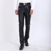 Men Slim Fit Korean Style Pu Leather Motorcycle Casual Long Pants