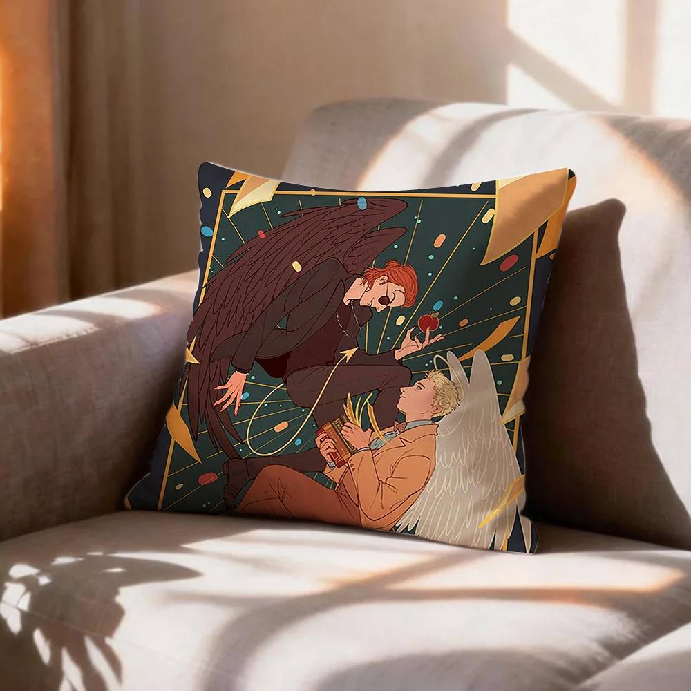 Fantasy TV Series Good OOmens Pillow Case Pattern Printed Pillowcase For Living Room Sofa Cushion Cover