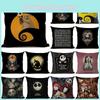 Nightmare Before Christmas Cotton Linen Throw Pillow Case Sofa Cushion Cover Home Decor