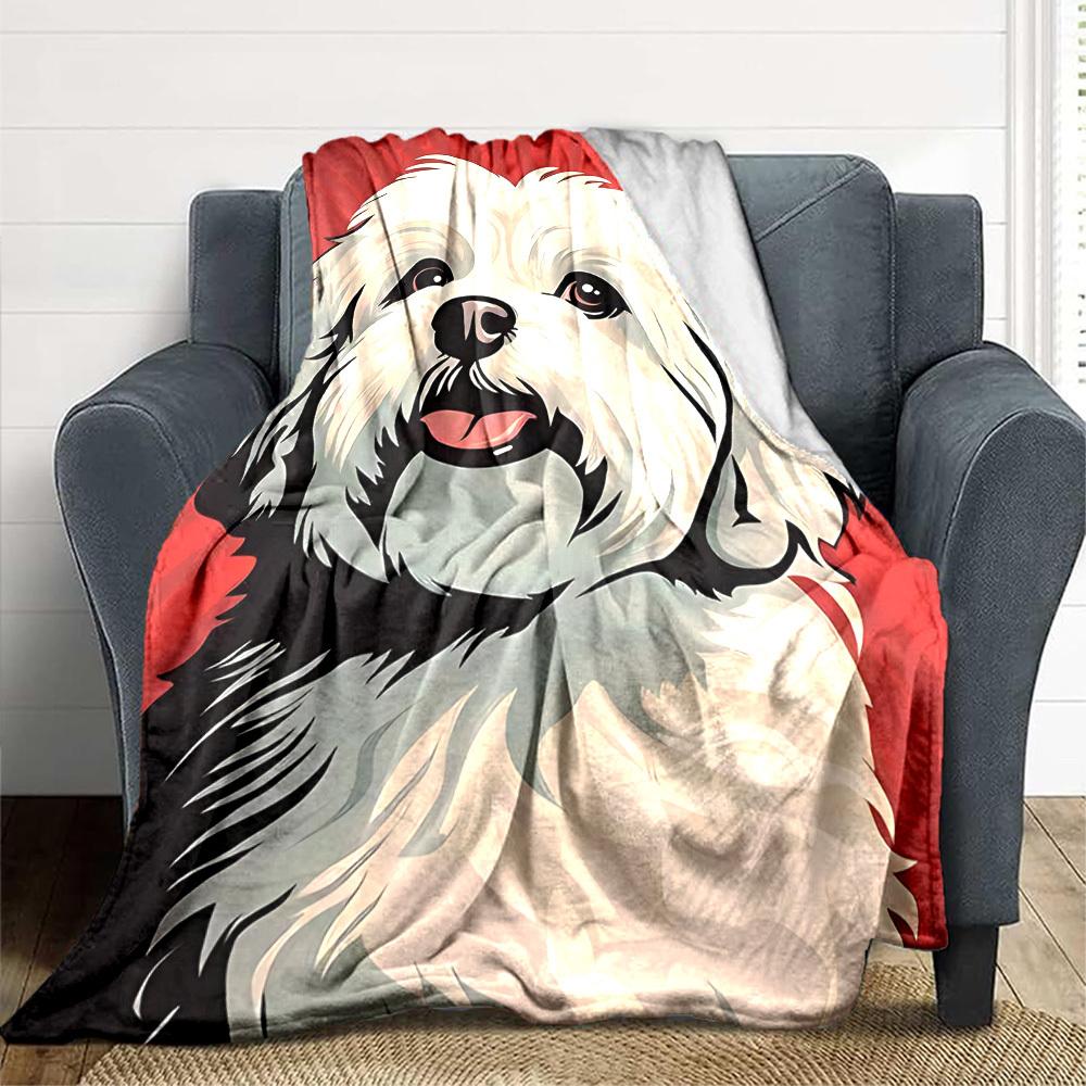 1pc Maltese Dog Blanket - Perfect Gift for Birthdays, Christmas & Halloween- Soft, Warm & Versatile Yy250909164