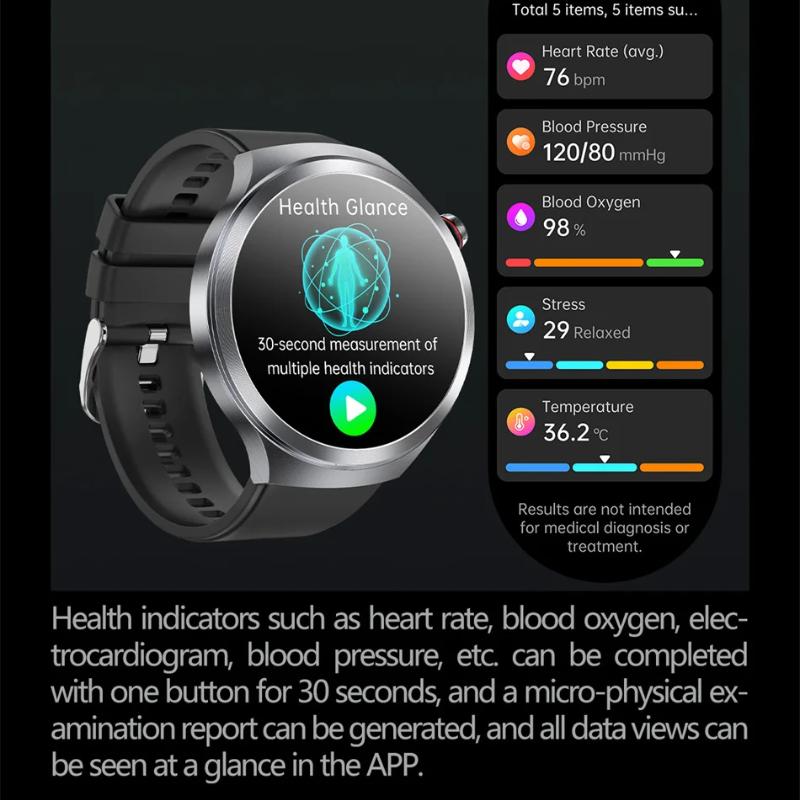 2025 Yeni Ürik Asit Kan Basıncı Kan Oksijeni Vücut Analizi Akıllı Saat EKG+PPG Saat Bluetooth Çağrı Akıllı Saat Erkekler Yorgunluk İzleme