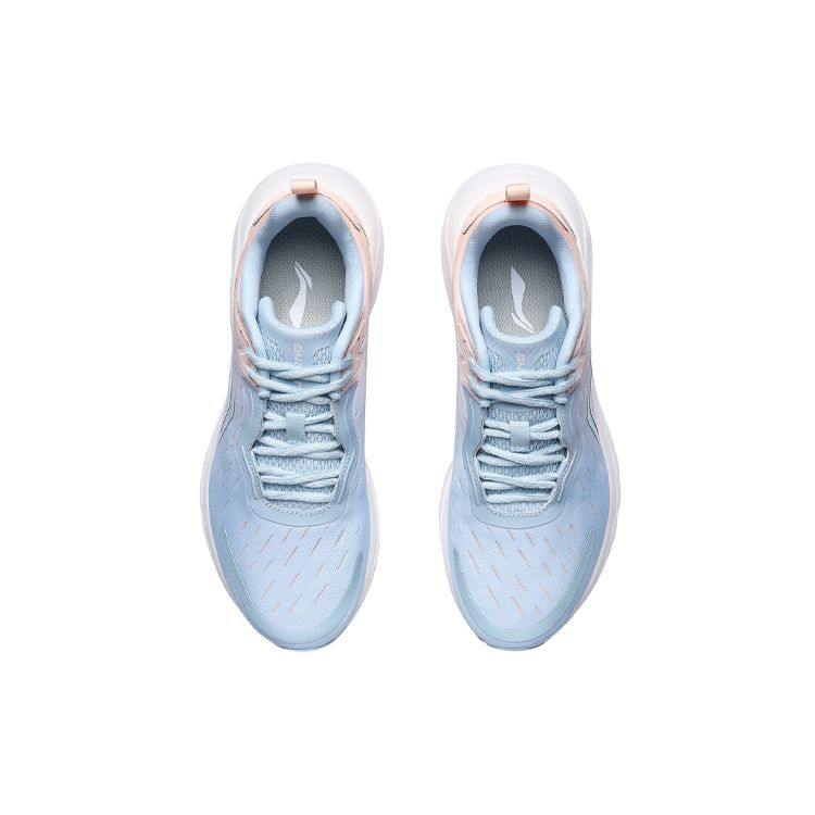 Li-Ning Comfortable Fabric Shock Absorbing Non-Slip Wear-Resistant Lightweight Low-Top Running Shoes Women sneaker Blue Pink ARHR140-2
