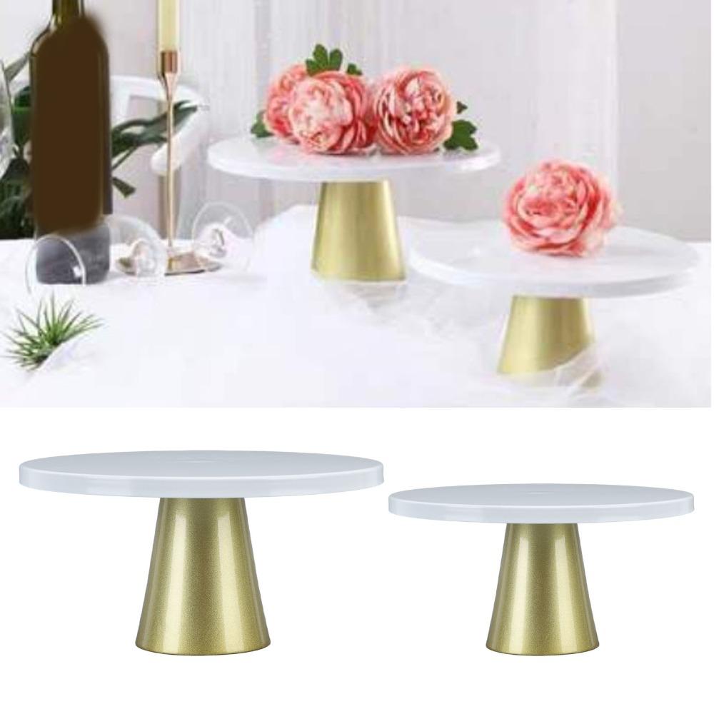 2pcs Round Dessert Display Stand Iron Cake Holder Smooth Cake Stand Set  Cake Display