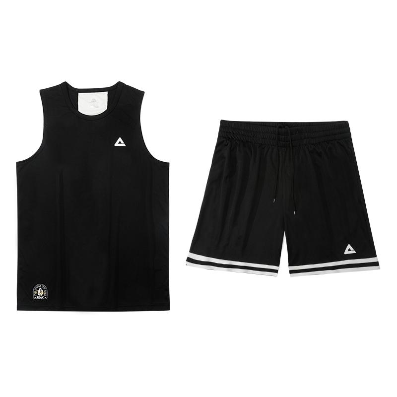 Peak Sleeveless Tank Top And Shorts Fitness Breathable Quick-Dry American Basketball Set Unisex sets Black DF743041