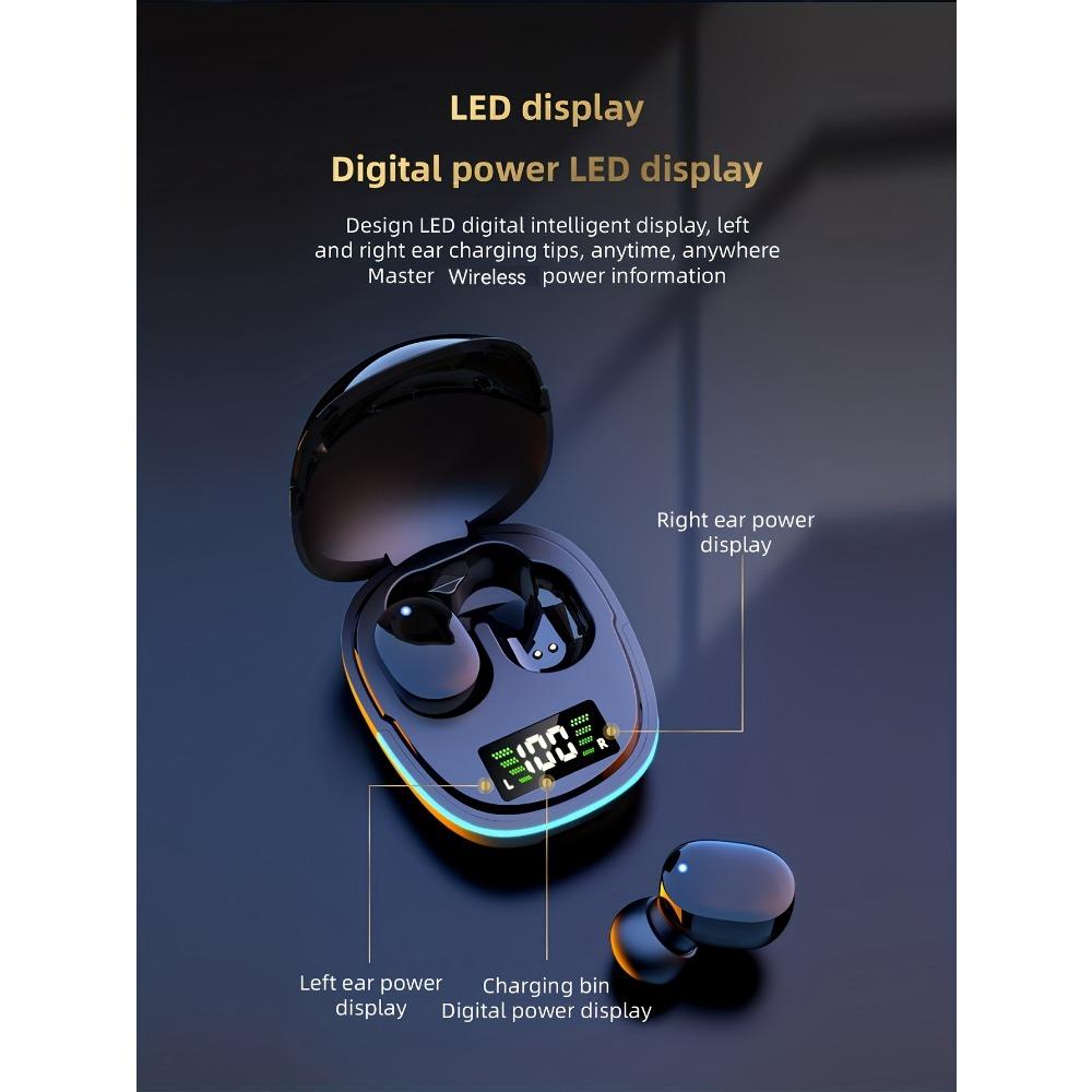 Casque sans fil tactile avec écran LED - Écouteurs intra-auriculaires TWS pour jeux, musique et sport - Compatible iOS/Android
