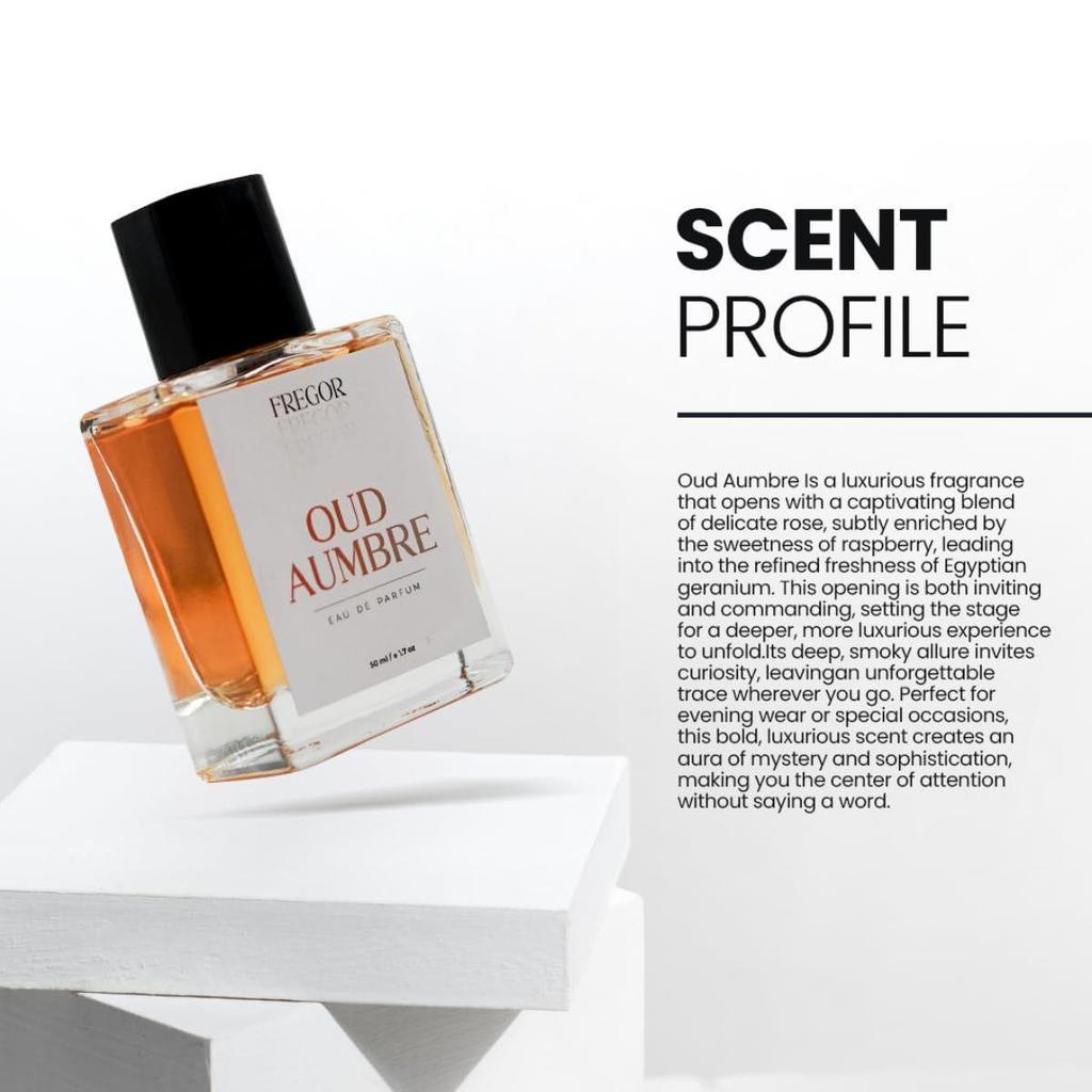 Oud Aumbre Eau De Parfum for Men 50ml | Perfume for Men Long Lasting Smell | Luxury Rose, Raspberry & Geranium Notes Fragrance |