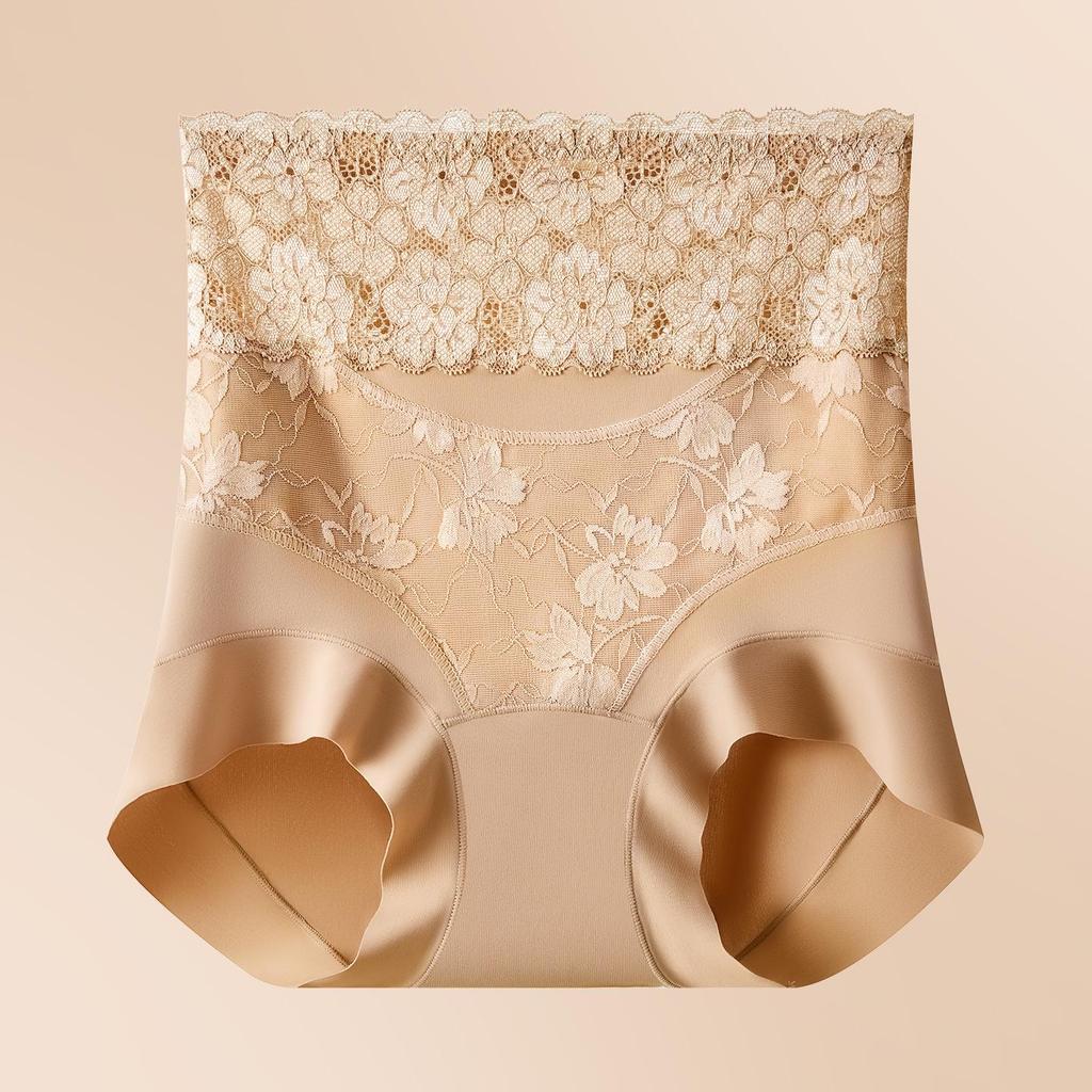 National Style Seamless High-Waisted Tummy Control Lace Pants - Sexy, Comfortable, Butt-Lifting Mulberry Silk