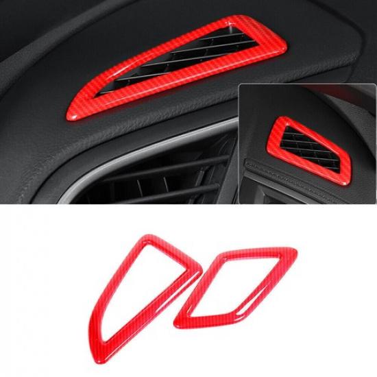 Dashboard L&R Air Outlet Vent Cover For Honda Civic 10th 16-21 Red Carbon Fiber