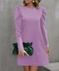 2023 European & American Women's Puff Sleeve Button Top - Autumn/Winter Round Neck Long Sleeve.