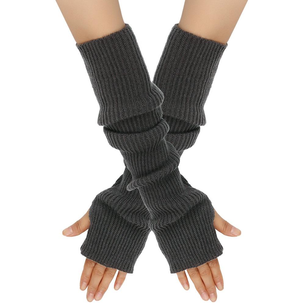 Knitted Fingerless Long Gloves Long Sleeve Elbow Mitten Y2K Arm Sleeve Gloves for Women Girls
