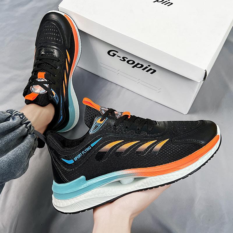 

Breathable sports shoes 2025 new men s lace-up color matching mesh trend casual shoes sports shoes running men s shoes 44
