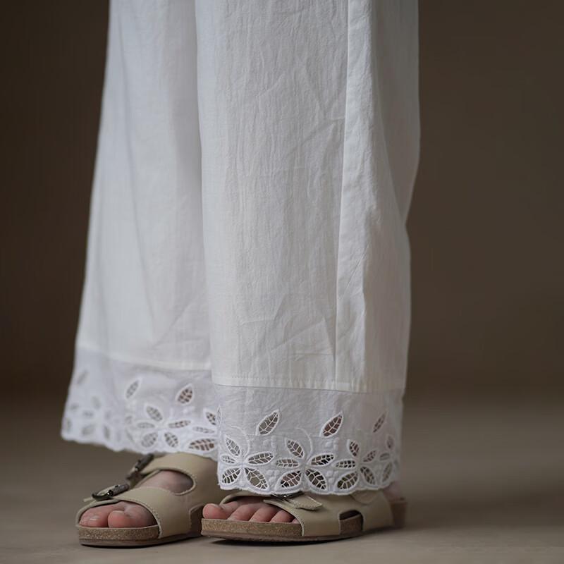 Hacikis Girls  White Cotton Summer Casual Pants 110