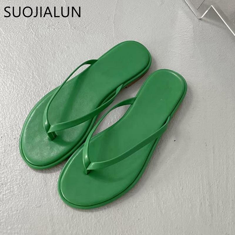 Fashion SUOJIALUN 2025 Summer Fashion Candy Color Women Slipper Flat Heel Slip On Ladies Outdoor Sandal Beach Casual Slides Flip Flop