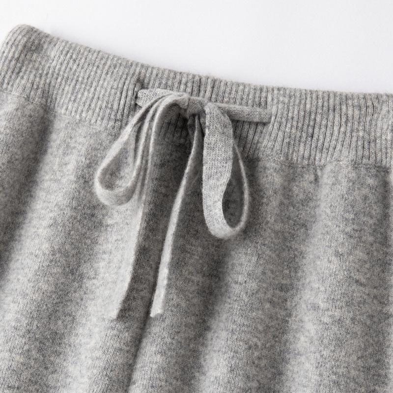 Australian Wool Wide Leg Pants - Women's Autumn/Winter Straight Leg Cashmere Knit Floor-Length Trousers