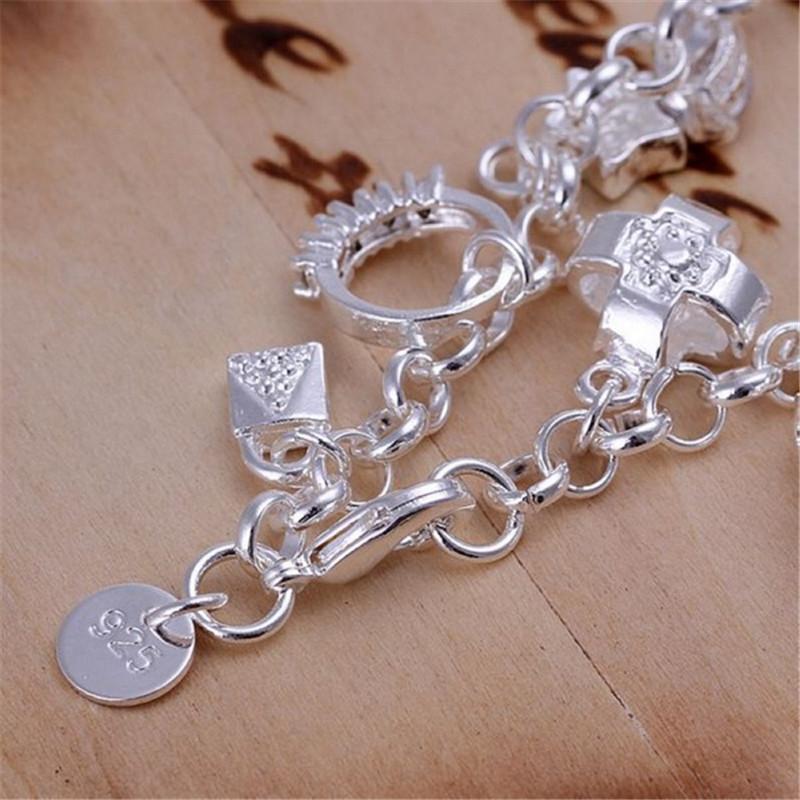 925 Sterling Silver Hot Sale Valentine Gift Charm  Color Jewelry Fashion Bracelets Cute Women Lady Wedding Charms