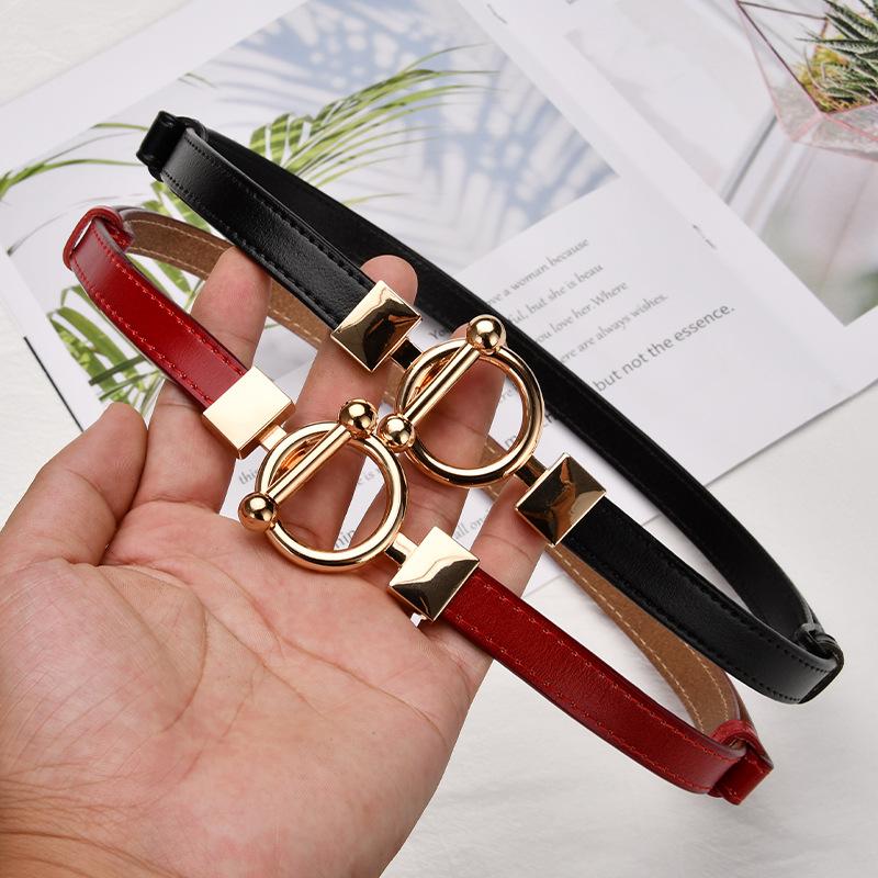Slim Belt Women's Adjustable Leather Decorative Belt Versatile Dress Belt Women's Small Belt