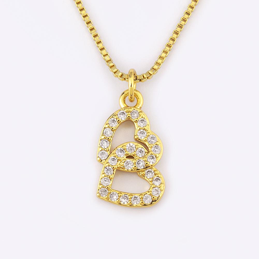 Nidin Light Luxury Trendy Heart Shape Hollow Design Charm Pendant Necklace For Women Men Sparkling Zircon Chain Jewelry Gifts