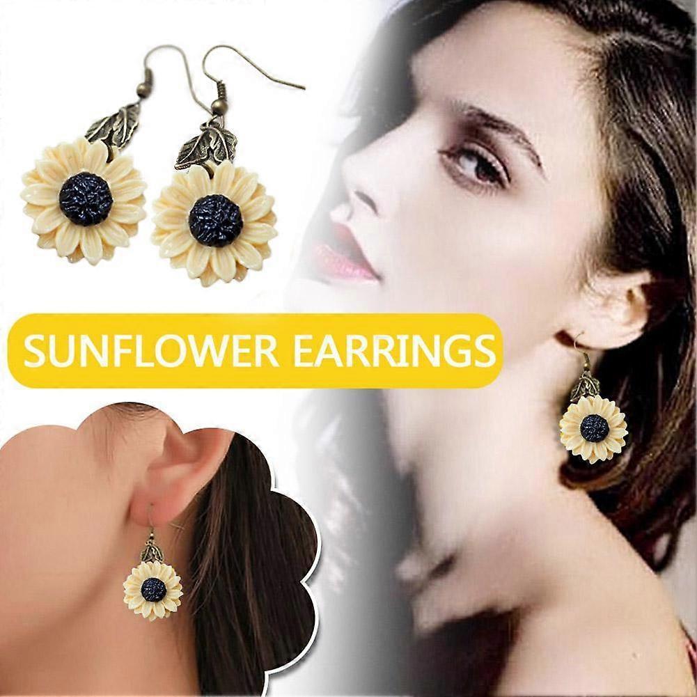 European American Sunflower Earrings Personality Versatile Exaggerated Small Fresh Earrings