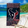 Custom Name Beach Towel Houston-Texans Artwork Beach Towel, Soft Microfiber, Gift for Her/Him, Birthday, for Pool, Beach, Travel, Fan Gifts