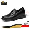 Men Cow Leather Elevator Shoes Slip-on Business Casual Loafers Breathable Comfort Invisible Height Increasing Driving Moccasins
