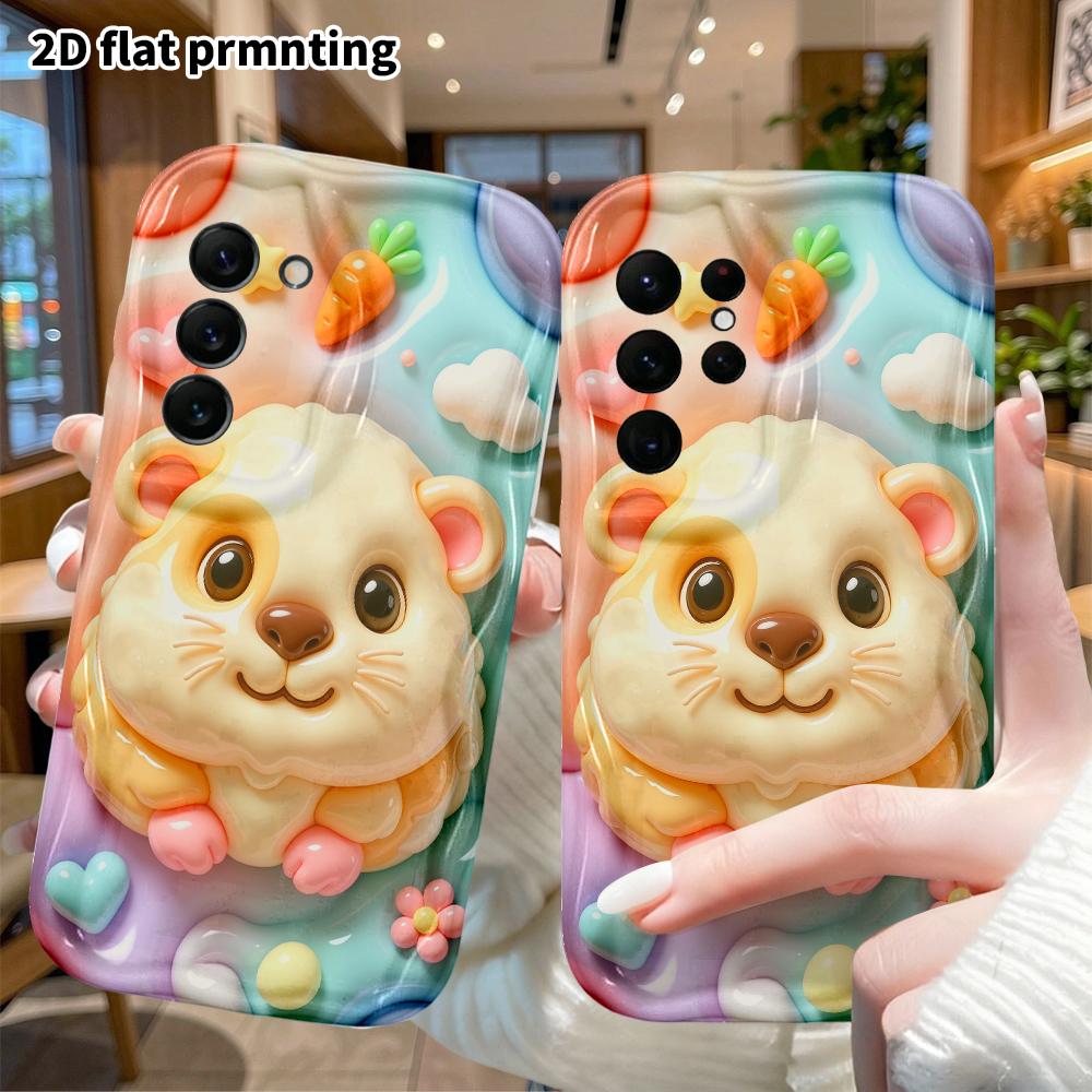 Phone case: 2D flat, suitable for Samsung Galaxy A34 A35 M05 M06 S20 S22 S21 FE Plus 5G protective case, cream-colored hamster, perfect Christmas and 