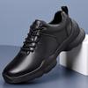 New winter leather sneakers business casual leather shoes all black official shoes light commute