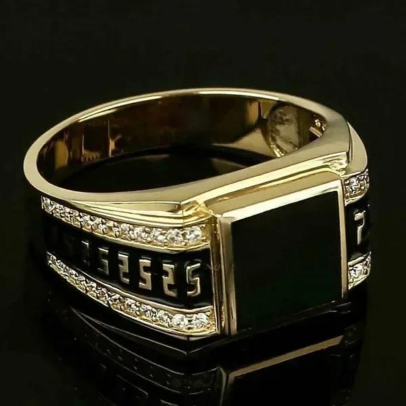 Metal Glossy Rings for Men Geometric Width Signet Square Finger Punk Style Fashion Ring Jewelry Accessories