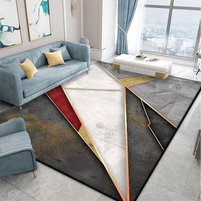 Nordic Geometric Living Room Carpet Modern Decoration Bedroom Bedside Fluffy Plush Rug Cloakroom Bathroom Non-slip Soft Door Mat