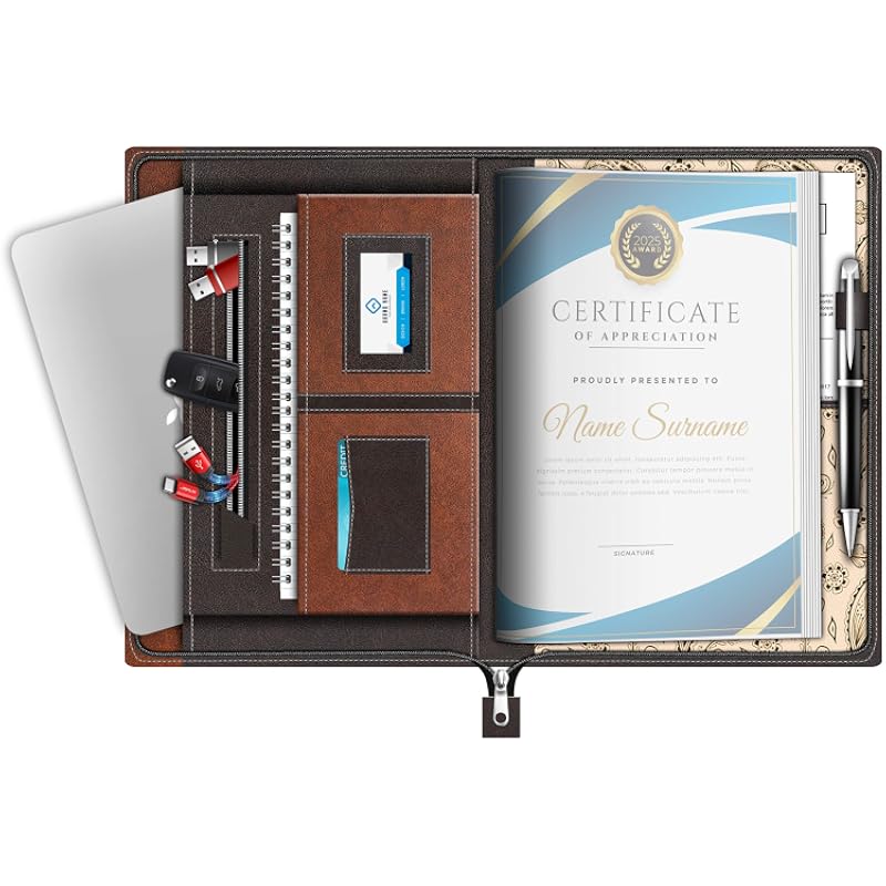 FEDUS Multipurpose Leatherette Professional File Folders for Certificates,Documents Holder, Document Bag,Portfolio, Exec