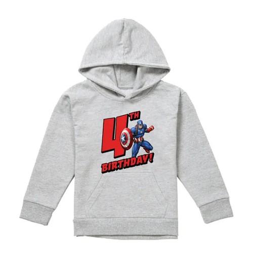Captain America Childrens/Kids 4th Birthday Heather Pull Over Hoodie