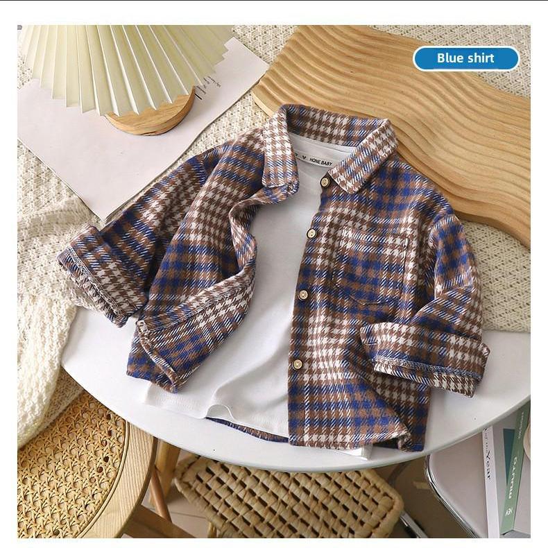Kinder Retro Karo Langarmshirt - Unisex Strickjacke mit Revers