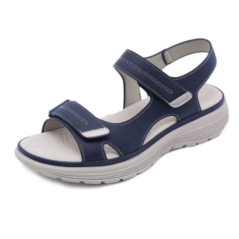 Genuine Leather Women Summer Wedges Non-slip Beach Open Toe Breathable Sandals Light Sport Style Shoes Size 34-42