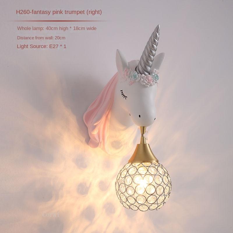 Nordic Simple Lovely Unicorn Led Wall Lamp Bedroom Bedside Lamp Girl Pink Creative Room Sconce Wall Lights Cartoon Unicorn Lamp