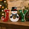 Vintage Style Christmas Signs Wooden Tiered Tray Decor, Santa Reindeer Snowman Figurines Festive Elk for Holiday Tabletop Decorations And Rustic Home