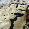 Black Bow Cotton Bedding Set, Princess Style Cute Girl Skin Friendly Soft Duvet Cover, Bed Sheet or Bed Skirt Pillowcase