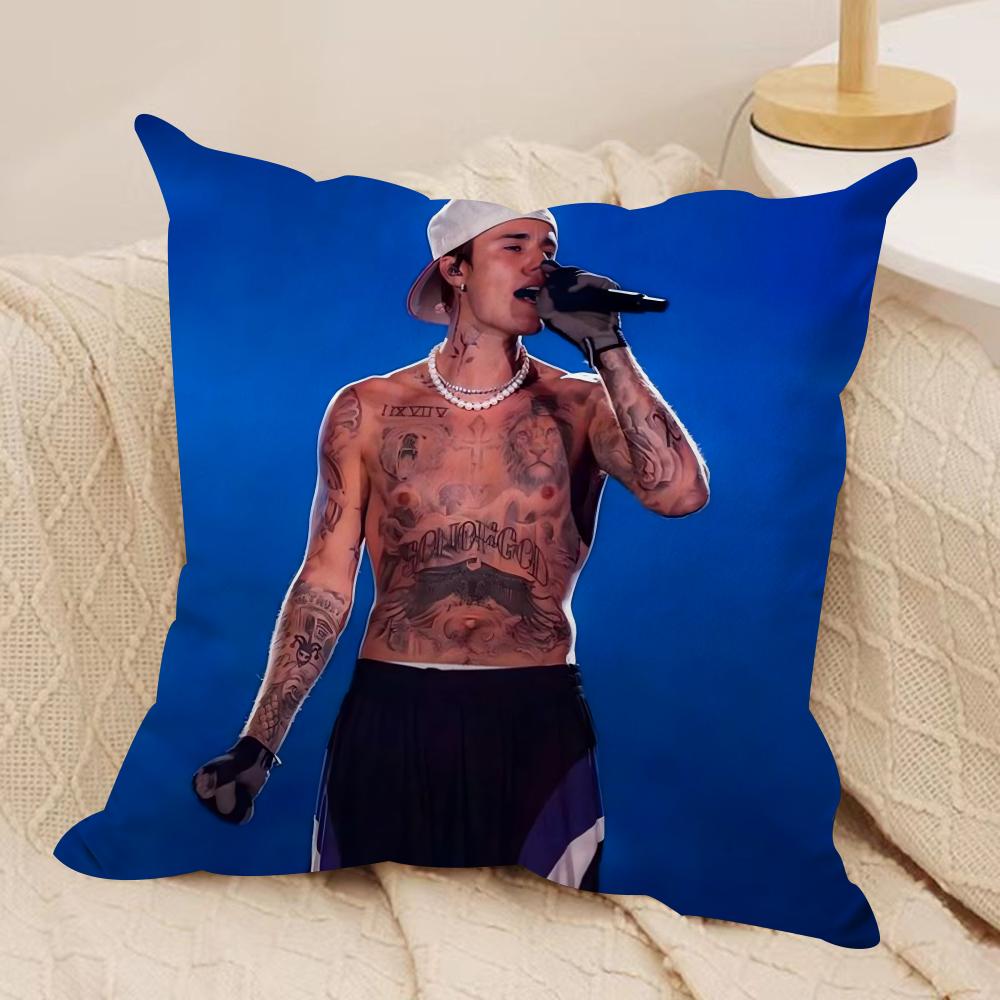 JJustin B Bieber Cushion Cover Soft Plush Throw Pillow Cover DoubleSided Decorative Cushion Case Sofa Bedroom Home Decor
