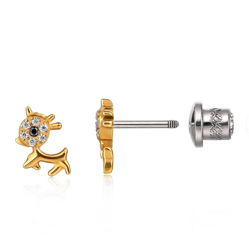 

Limerencia hypoallergenic pure titanium earrings medical use Leaving the second piercing on titanium Compatible with metal allergies screw type
