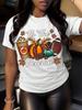 1pc Plus Size Wounisex's Casual Crew Neck T-Shirt - Tis The Season Fall Graphic With Pumpkins, Apples & Football, Pure Cotton Fabric, Seasonal Fashion
