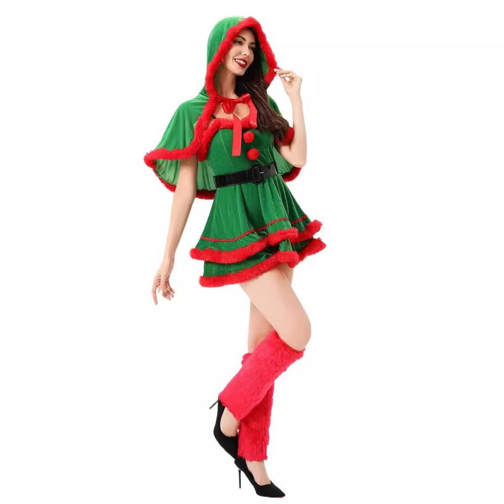 2026 Christmas Costume Women's Cloak Shawl Sexy Santa Claus Christmas Costume Lolita Dress