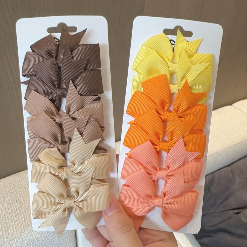 6 stk Baby Cheer Sløyfer Hårspenne for Jenter Ensfarvede Hårnåler Spenner Håndlaget Hodeplagg Barn Nydelig Hårtilbehør 2,5 tommer