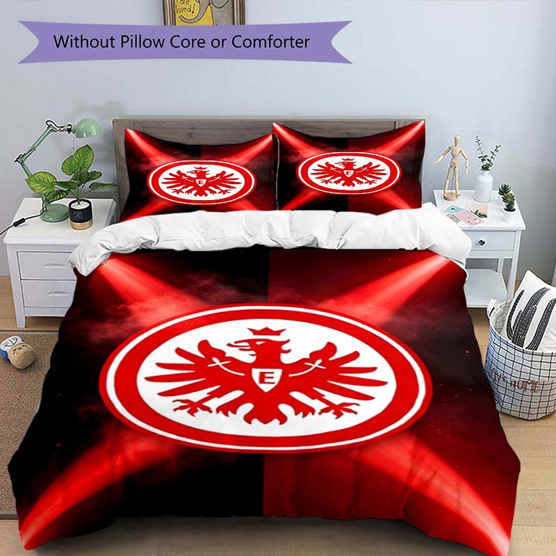 3-teiliges Bettbezug-Set (1 * Bettbezug + 2 * Kissenbezug, ohne Kern), Eintracht Frankfurt Bettwäsche-Set mit Aufdruck, Schlafzimmerdekoration, Ganzjahres, Geburtstagsgeschenk