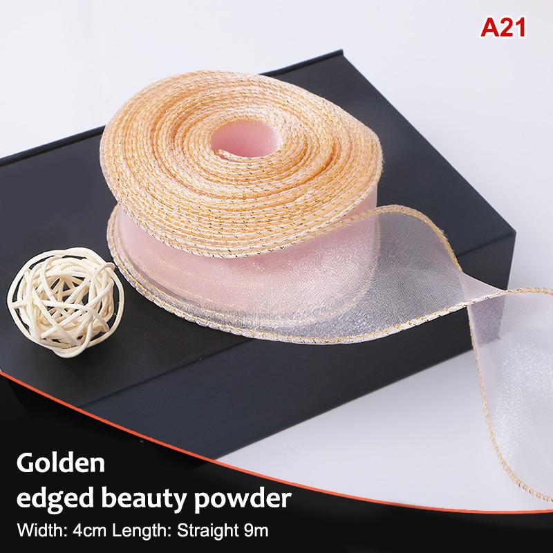 10Yards Organza Solid Color Ribbon 4Cm Wavy Edge Ribbon For For Flower Bouquet Gifts Packaging Party Decorations Diy