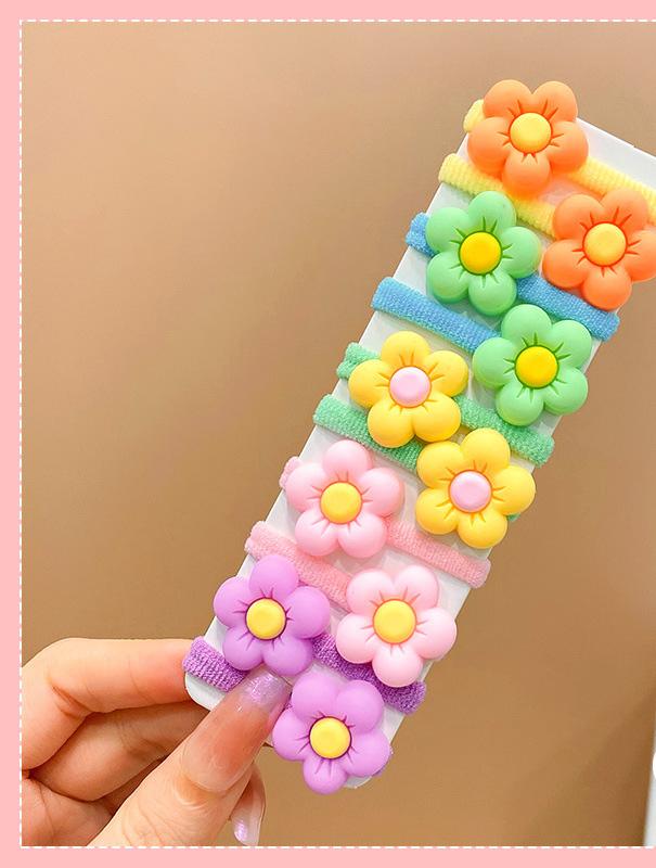

10pcs New Fashion High Elasticity Sweet Cute Baby Hair Rope Girls Hair Accessories Rubber Band for Children Cartoon Hair Band
