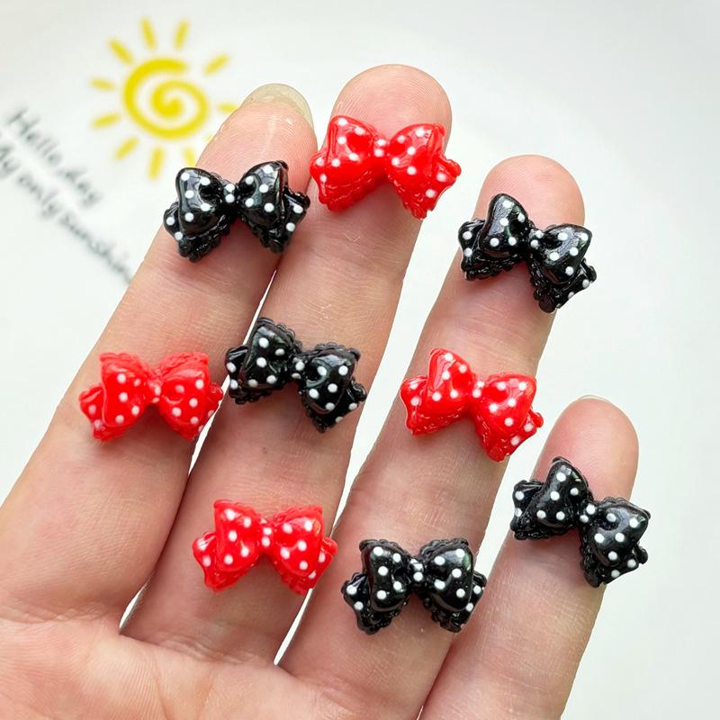30 Pcs New Kawaii Cartoon Black Red Bow Knot Resin Scrapbook Diy Decorative Hair Clip, Pendant Jewelry Manicure Accessories A52
